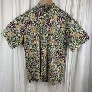 Tori Richard Aztec Geometric Camp Shirt 100% Cotton Lawn Size L